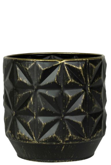 Blumentopf schwarz gold 3
