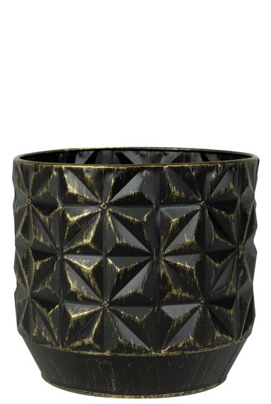 Grosser blumentopf schwarz gold 1