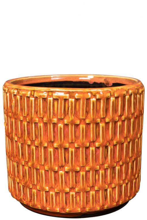 Keramiek bloempot oranje 1